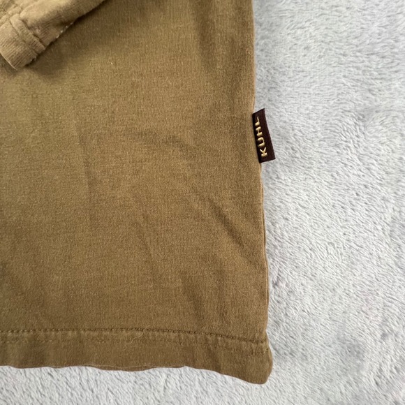 KUHL Long Sleeve Pullover Mock Neck Henley Shirt Khaki Mens Size L Cotton Gorp - Picture 2 of 15